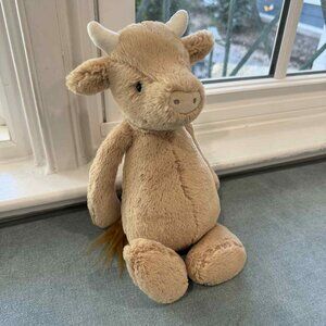 NWOT Rare HTF Jellycat Medium Bashful Cow Plush Stuffed Toy Tan Bull Calf 12"